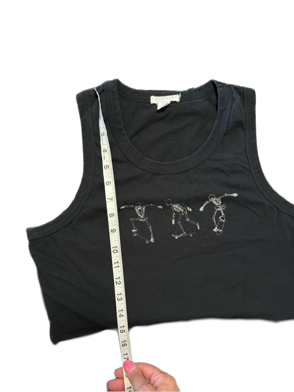 Full Tilt Black Crop Tank with White Skate Skeleton Graphic Size XL - Picture 5 of 9